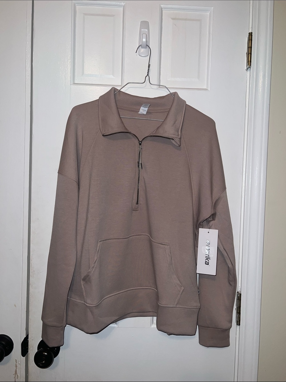 Marika Women's Quarter-Zip Pullover Sweatshirt in Taupe